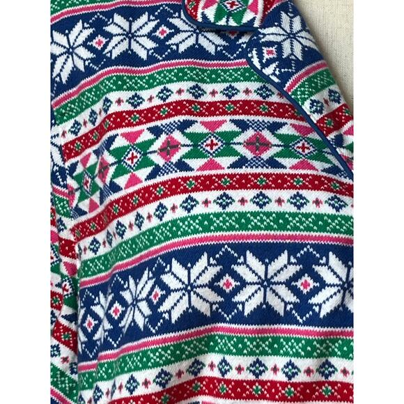 Lands End Women's Holiday Pajama Flannel Top Green Sleep Shirt Fair Isle XL/18 - Picture 8 of 12